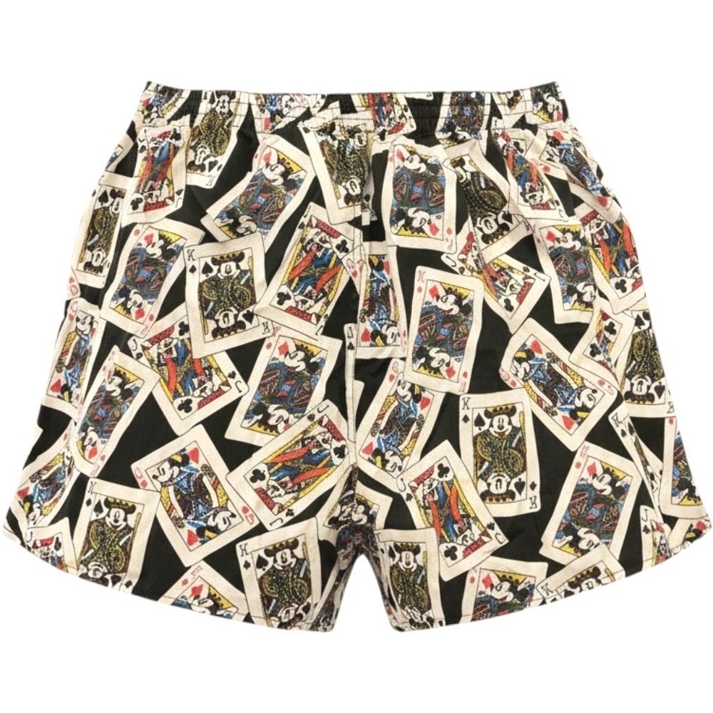 Vintage Mickey & Co Disney 100% Silk Playing Card Shorts Mickey Mouse Large Rare
